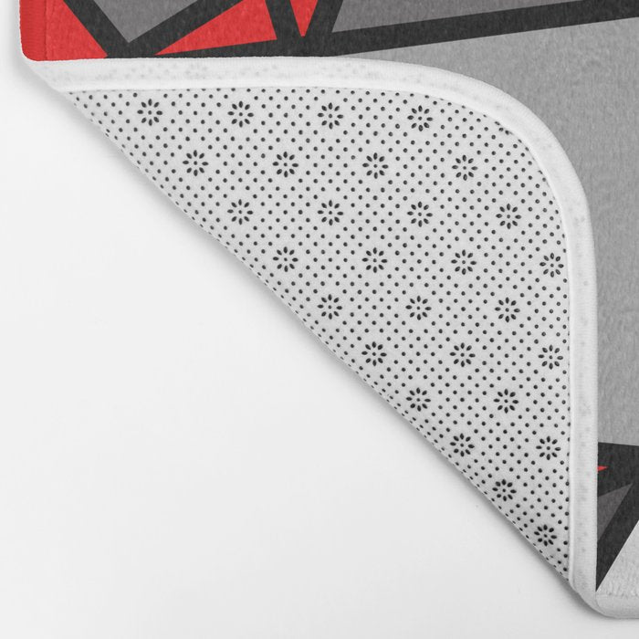 Triangels Geometric Lines red - grey - white Bath Mat Gallery Image 2