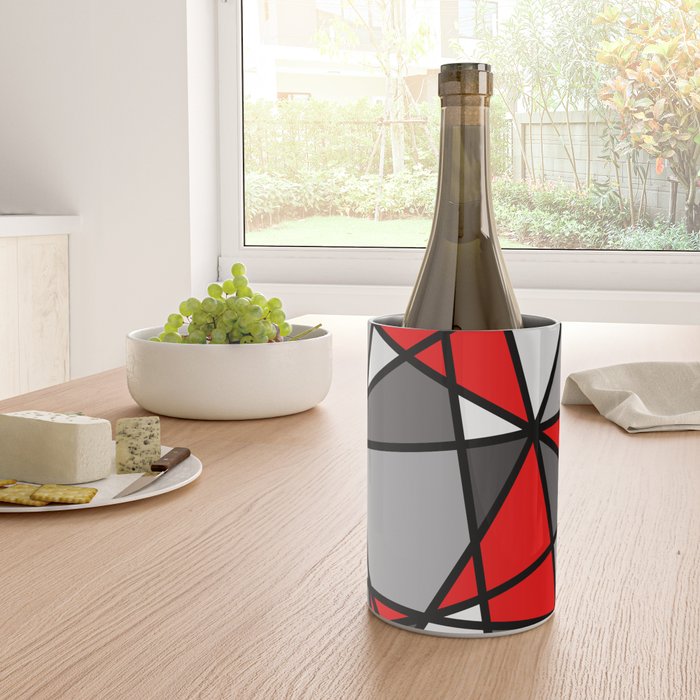 Triangels Geometric Lines red - grey - white Wine Chiller Gallery Image 4