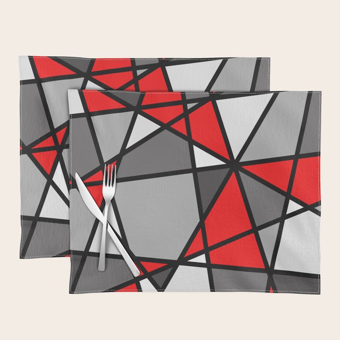 Triangels Geometric Lines red - grey - white Placemat Gallery Image 1