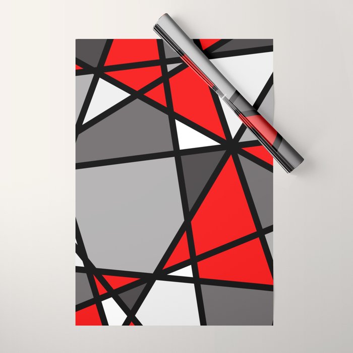 Triangels Geometric Lines red - grey - white Wrapping Paper Gallery Image 1