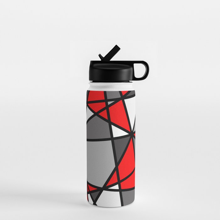 Triangels Geometric Lines red - grey - white Water Bottle Gallery Image 1