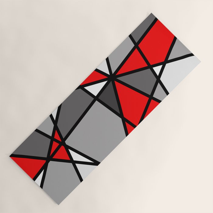 Triangels Geometric Lines red - grey - white Yoga Mat Gallery Image 1