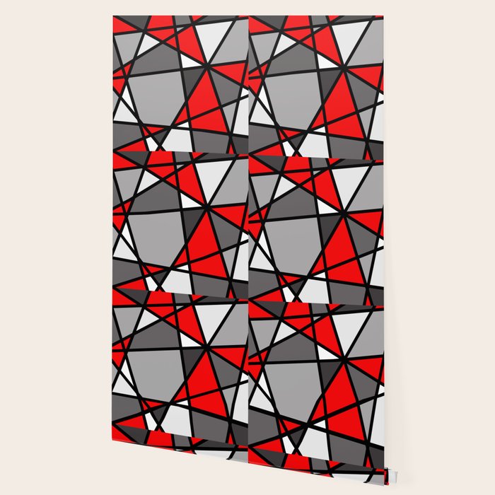 Triangels Geometric Lines red - grey - white Wallpaper Gallery Image 2