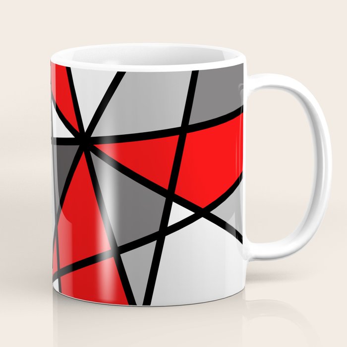 Triangels Geometric Lines red - grey - white Coffee Mug