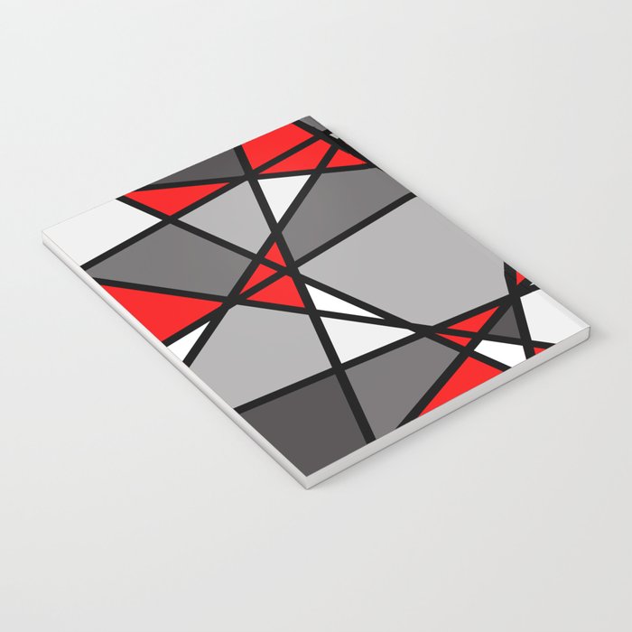 Triangels Geometric Lines red - grey - white Notebook Gallery Image 3