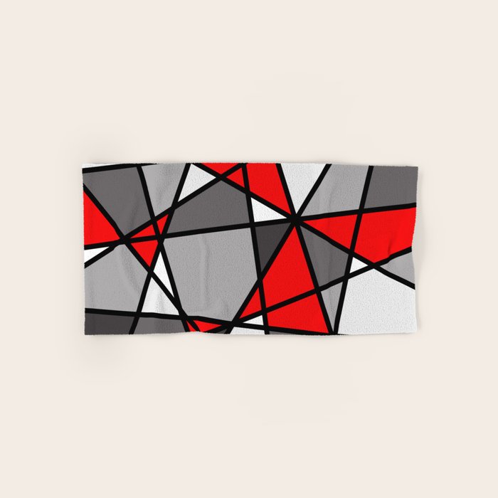 Triangels Geometric Lines red - grey - white Bath Towel Gallery Image 1