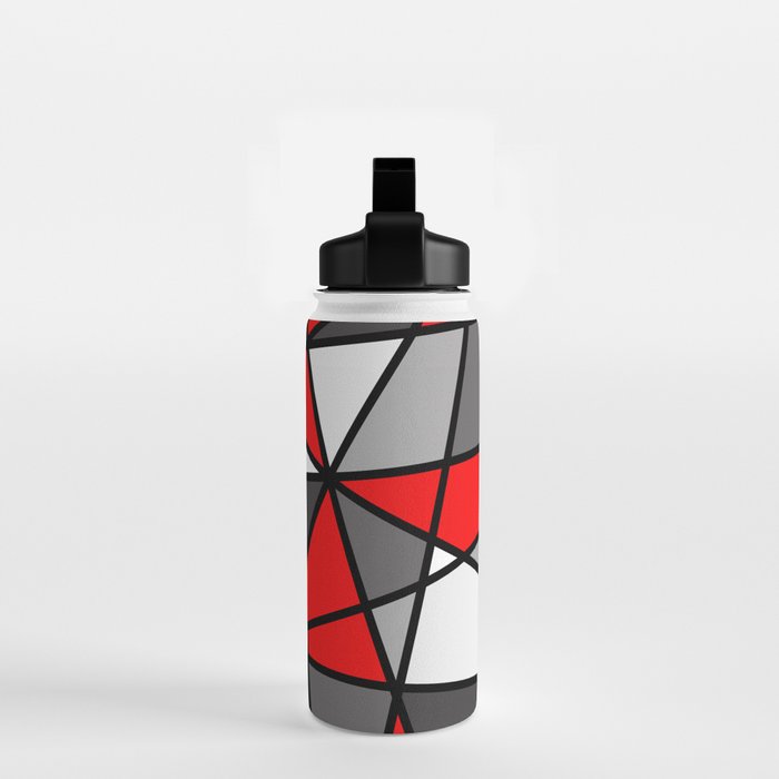 Triangels Geometric Lines red - grey - white Water Bottle Gallery Image 2