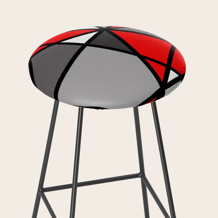 Triangels Geometric Lines red - grey - white Stool Gallery Image 2