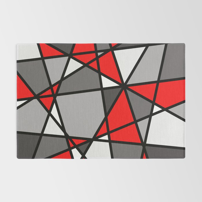 Triangels Geometric Lines red - grey - white Rug Gallery Image 2