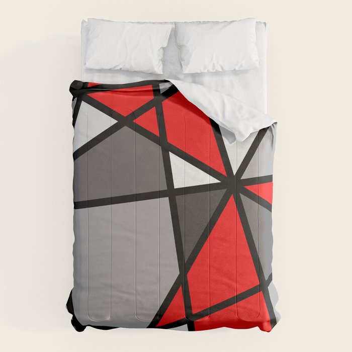 Triangels Geometric Lines red - grey - white Comforter Gallery Image 6