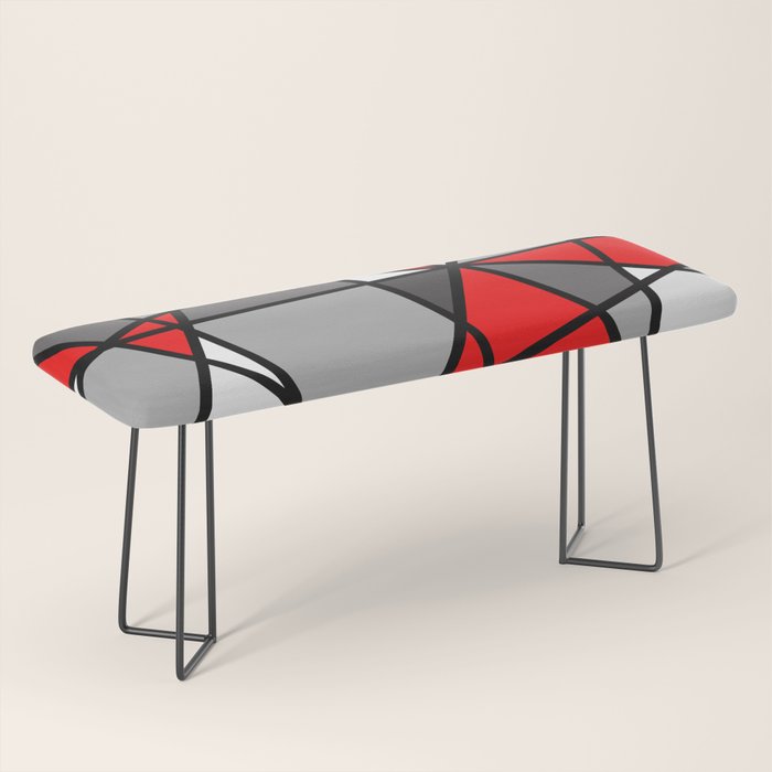 Triangels Geometric Lines red - grey - white Bench Gallery Image 1