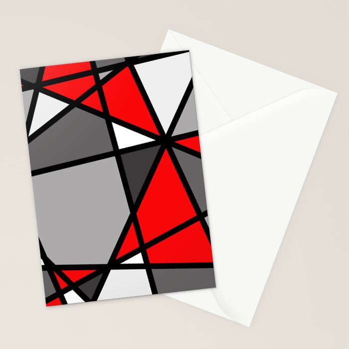 Triangels Geometric Lines red - grey - white Stationery Card Gallery Image 2