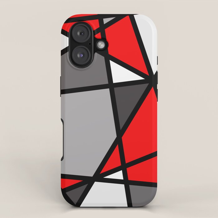 Triangels Geometric Lines red - grey - white iPhone Case Gallery Image 1