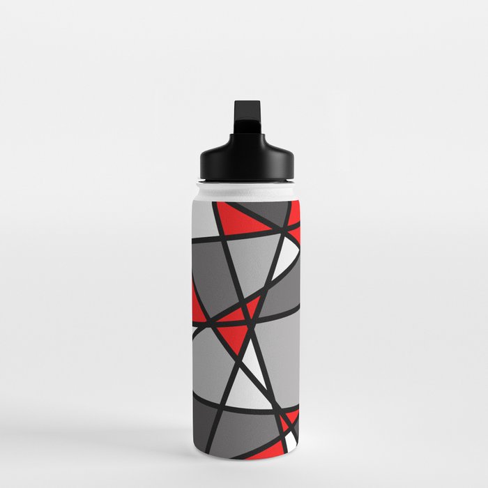 Triangels Geometric Lines red - grey - white Water Bottle Gallery Image 3