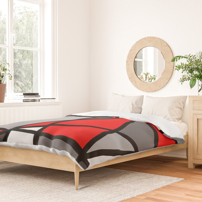 Triangels Geometric Lines red - grey - white Duvet Cover Gallery Image 2