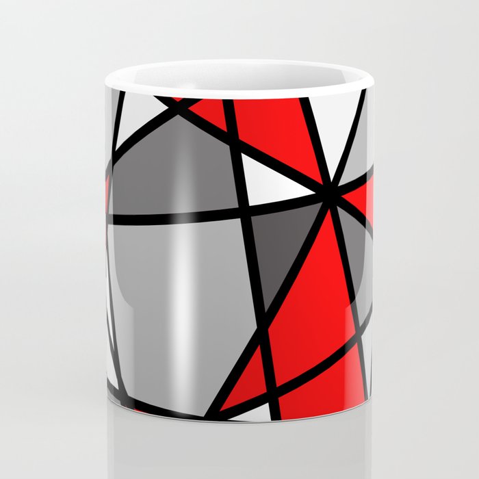 Triangels Geometric Lines red - grey - white Coffee Mug Gallery Image 4