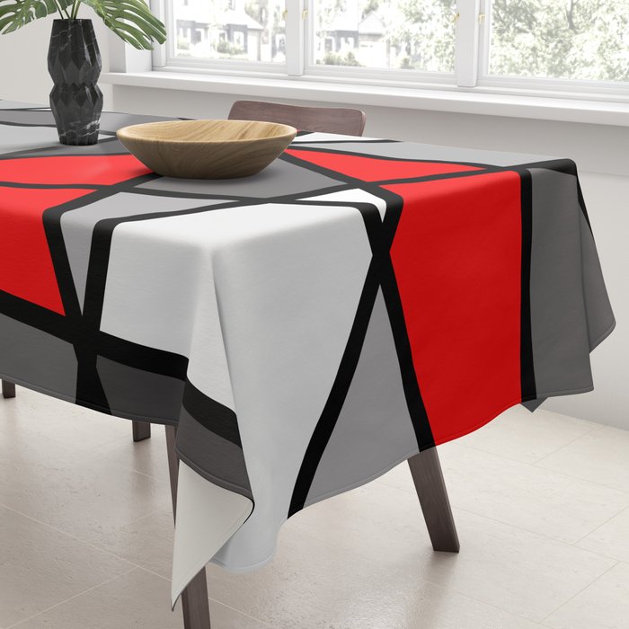 Triangels Geometric Lines red - grey - white Tablecloth Gallery Image 3
