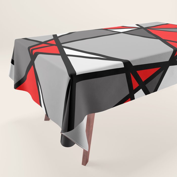 Triangels Geometric Lines red - grey - white Tablecloth Gallery Image 1