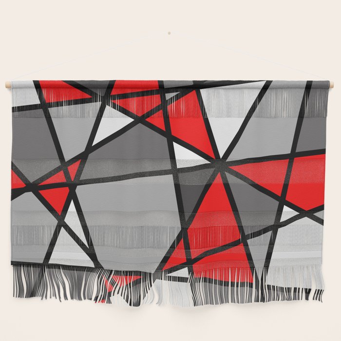 Triangels Geometric Lines red - grey - white Wall Hanging Gallery Image 1