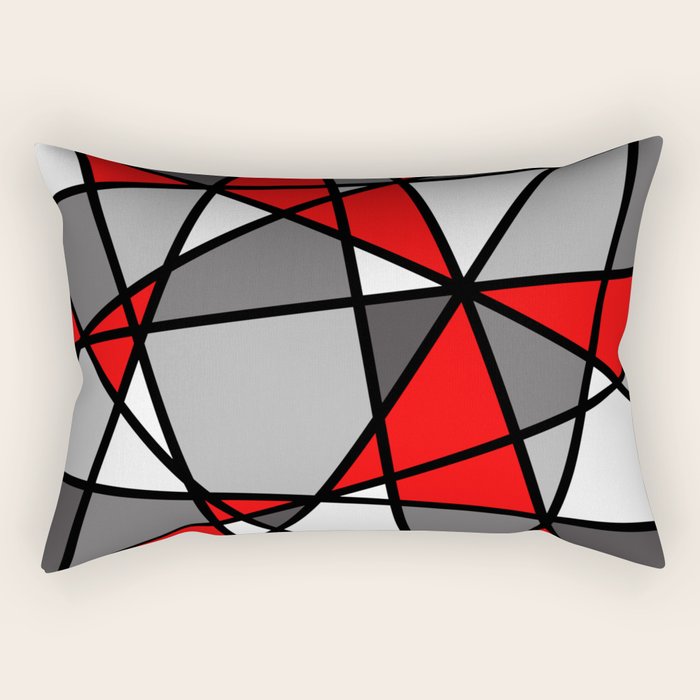 Triangels Geometric Lines red - grey - white Rectangular Pillow Gallery Image 2