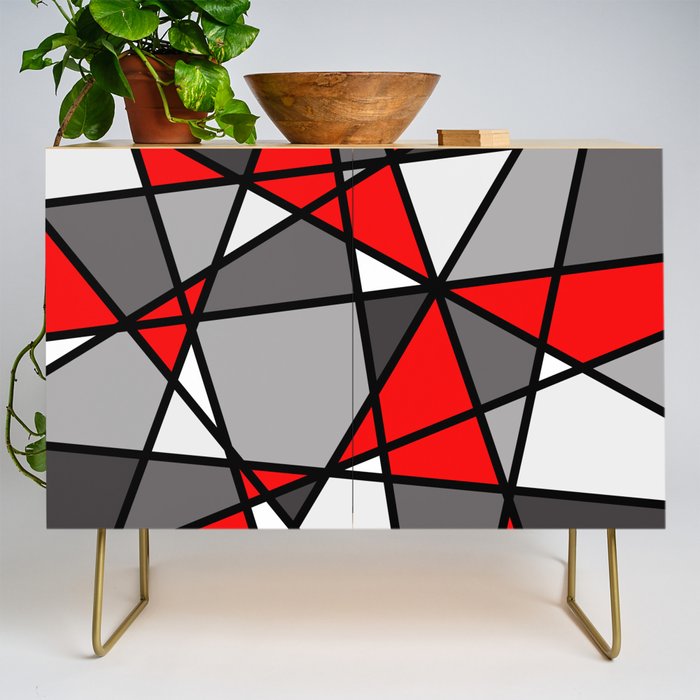 Triangels Geometric Lines red - grey - white Credenza Gallery Image 1
