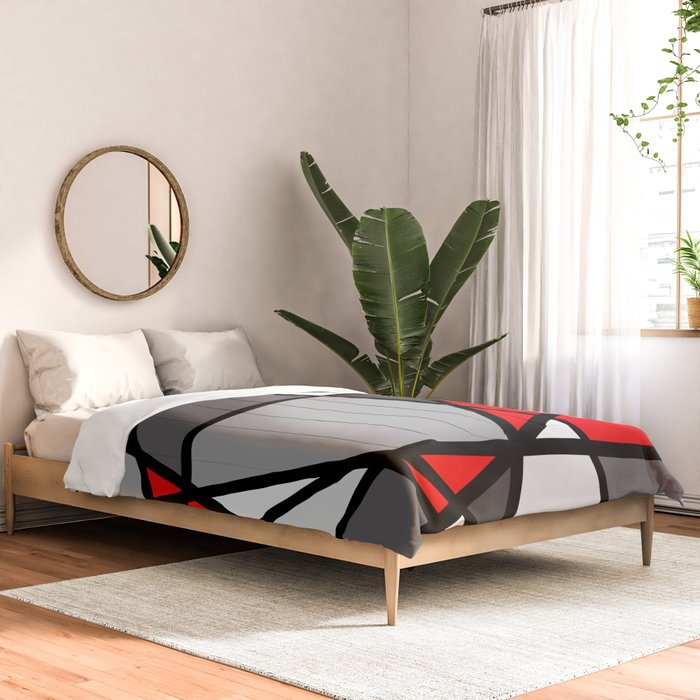 Triangels Geometric Lines red - grey - white Comforter Gallery Image 2