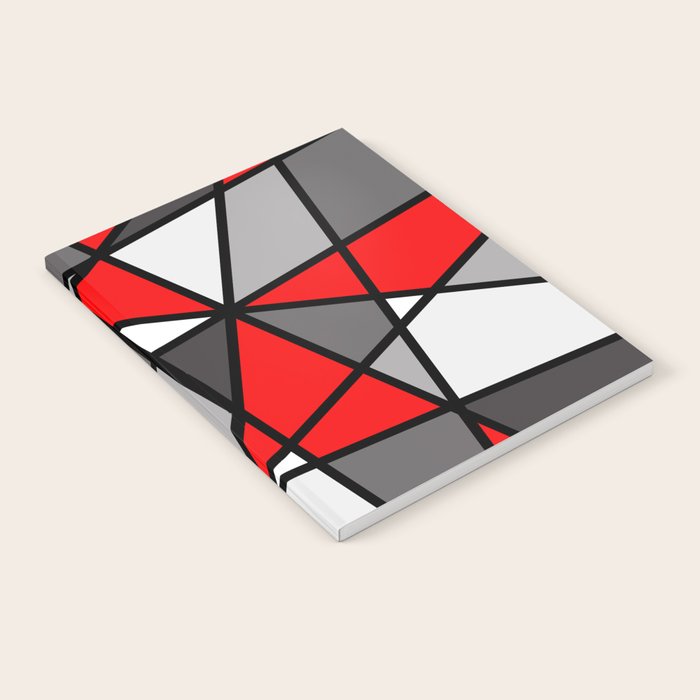 Triangels Geometric Lines red - grey - white Notebook Gallery Image 2