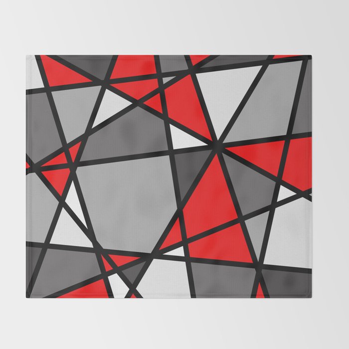 Triangels Geometric Lines red - grey - white Throw Blanket Gallery Image 2