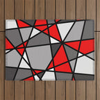 Triangels Geometric Lines red - grey - white Outdoor Rug Gallery Image 1