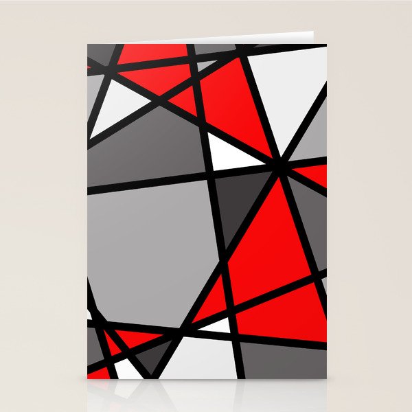Triangels Geometric Lines red - grey - white Stationery Card Gallery Image 2