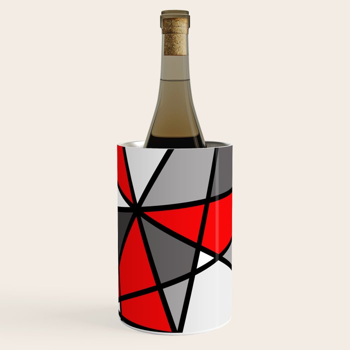 Triangels Geometric Lines red - grey - white Wine Chiller Gallery Image 3