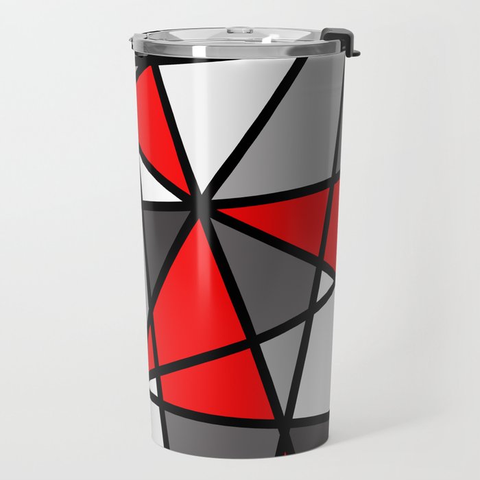Triangels Geometric Lines red - grey - white Travel Mug Gallery Image 2
