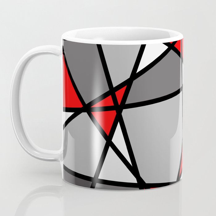 Triangels Geometric Lines red - grey - white Coffee Mug Gallery Image 3