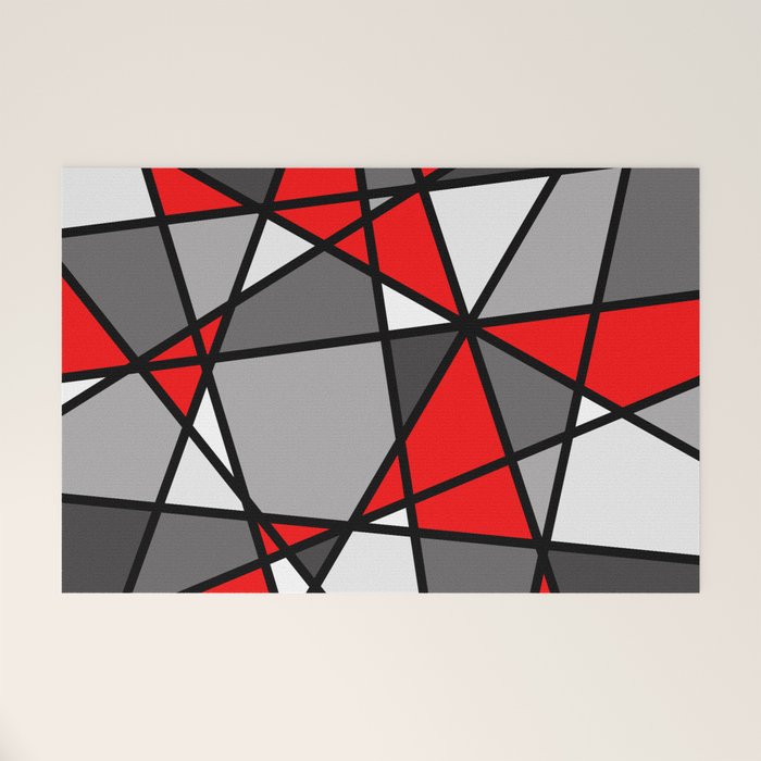 Triangels Geometric Lines red - grey - white Welcome Mat Gallery Image 1