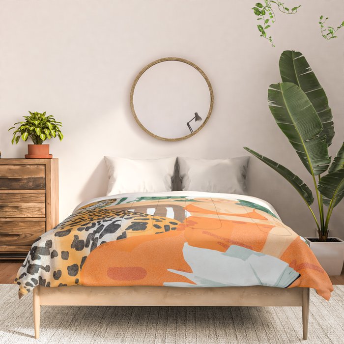 Jungle Vacay | Modern Bohemian Blonde Woman Tropical Travel | Leopard Wildlife Forest Reader Comforter Gallery Image 3