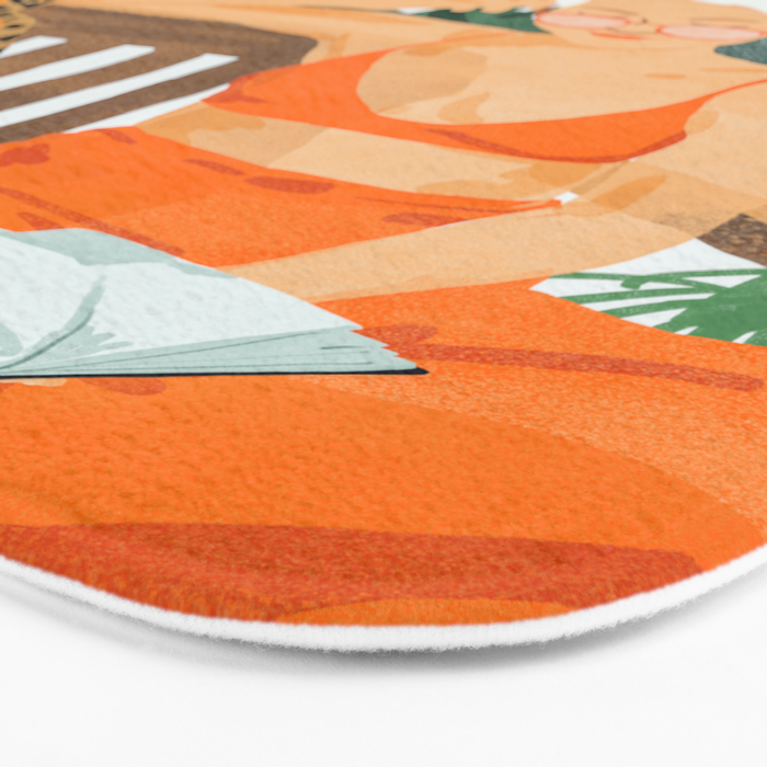 Jungle Vacay | Modern Bohemian Blonde Woman Tropical Travel | Leopard Wildlife Forest Reader Bath Mat Gallery Image 3