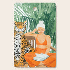 Jungle Vacay | Modern Bohemian Blonde Woman Tropical Travel | Leopard Wildlife Forest Reader Cutting Board Gallery Image 1