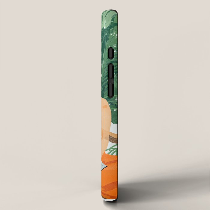 Jungle Vacay | Modern Bohemian Blonde Woman Tropical Travel | Leopard Wildlife Forest Reader iPhone Case Gallery Image 2