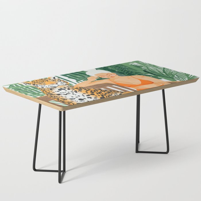Jungle Vacay | Modern Bohemian Blonde Woman Tropical Travel | Leopard Wildlife Forest Reader Coffee Table Gallery Image 1