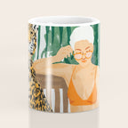 Jungle Vacay | Modern Bohemian Blonde Woman Tropical Travel | Leopard Wildlife Forest Reader Coffee Mug Gallery Image 4