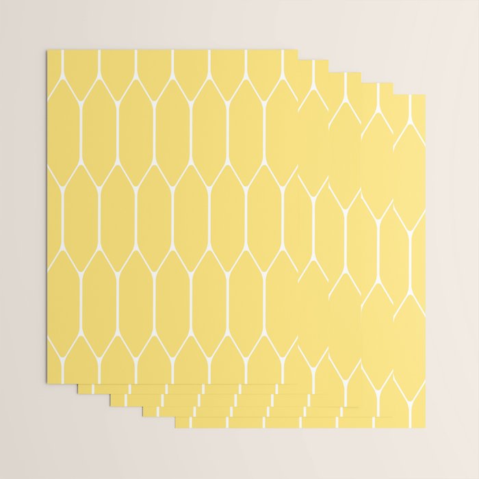 Yellow Long Honeycomb Minimalist Geometric Pattern Wrapping Paper Gallery Image 3