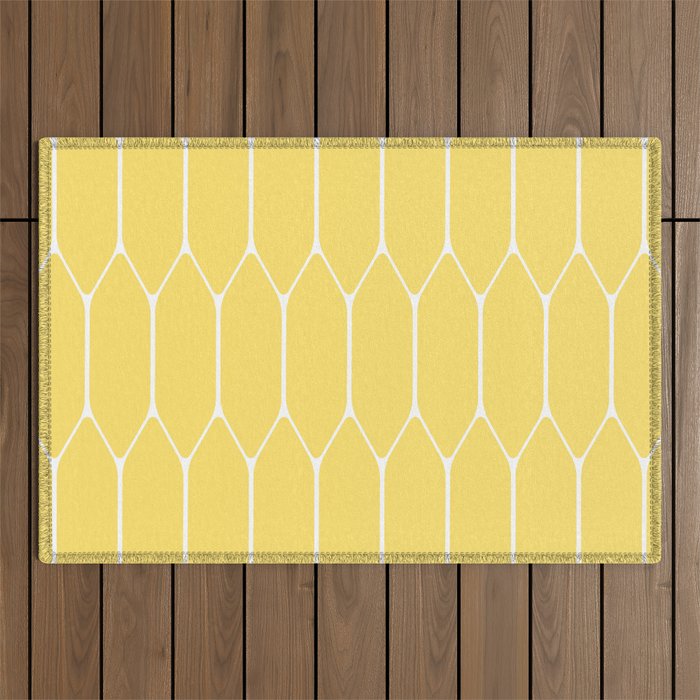 Yellow Long Honeycomb Minimalist Geometric Pattern Outdoor Rug Gallery Image 1