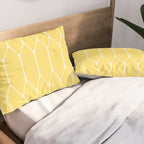Yellow Long Honeycomb Minimalist Geometric Pattern Pillow Sham Gallery Image 2