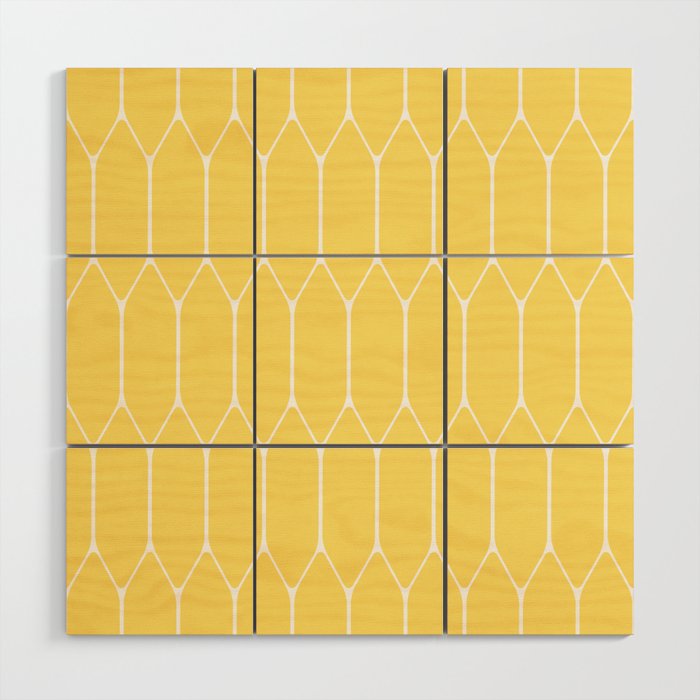 Yellow Long Honeycomb Minimalist Geometric Pattern Wood Wall Art Gallery Image 1