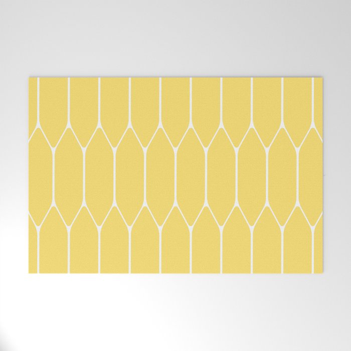 Yellow Long Honeycomb Minimalist Geometric Pattern Welcome Mat Gallery Image 1