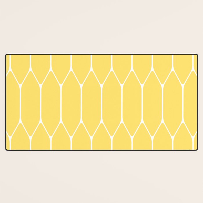 Yellow Long Honeycomb Minimalist Geometric Pattern Desk Mat Gallery Image 3