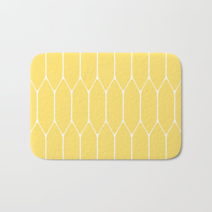 Yellow Long Honeycomb Minimalist Geometric Pattern Bath Mat Gallery Image 1