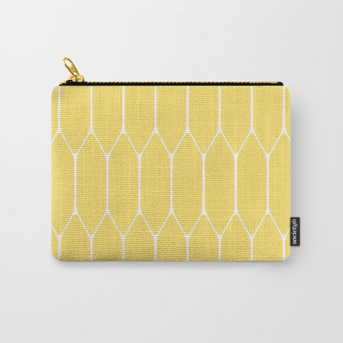 Yellow Long Honeycomb Minimalist Geometric Pattern Carry All Pouch Gallery Image 1
