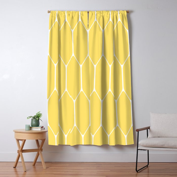 Yellow Long Honeycomb Minimalist Geometric Pattern Window Curtain Gallery Image 5