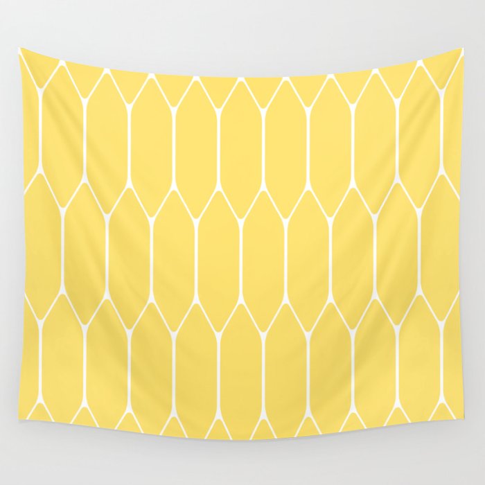 Yellow Long Honeycomb Minimalist Geometric Pattern Wall Tapestry Gallery Image 4